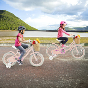 14-Inch Kids Bike with Training Wheels and Adjustable Handlebar Seat-Pink view 3
