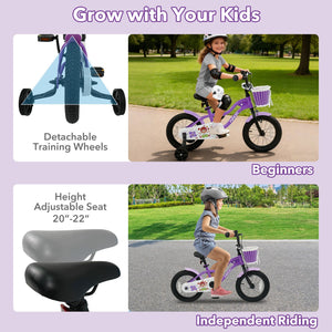 14 Inch Kids Bike with Training Wheels for Aged 3-5 Years Old - Magic Purple view 6