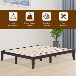14 Inch King Size Wood Platform Bed Frame-Brown view 7