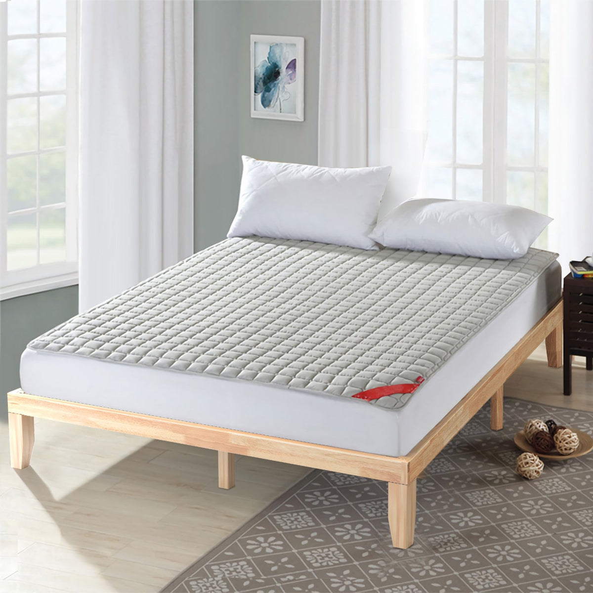 14 Inch King Size Wood Platform Bed Frame-Natural view 2