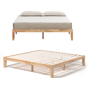 14 Inch King Size Wood Platform Bed Frame-Natural view 3