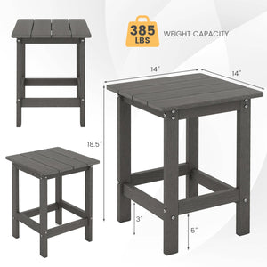 14 Inch Square Weather-Resistant Adirondack Side Table-Gray view 4