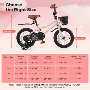 14 Inches Kids Bike with Basket and Adjustable Handlebar for 3-5 Years Old view 4