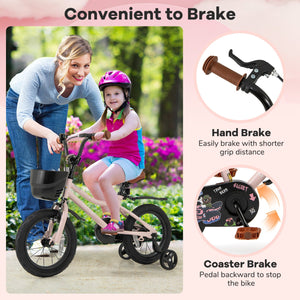 14 Inches Kids Bike with Basket and Adjustable Handlebar for 3-5 Years Old view 6