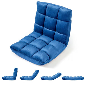 14-Position Adjustable Cushioned Floor Chair-Blue