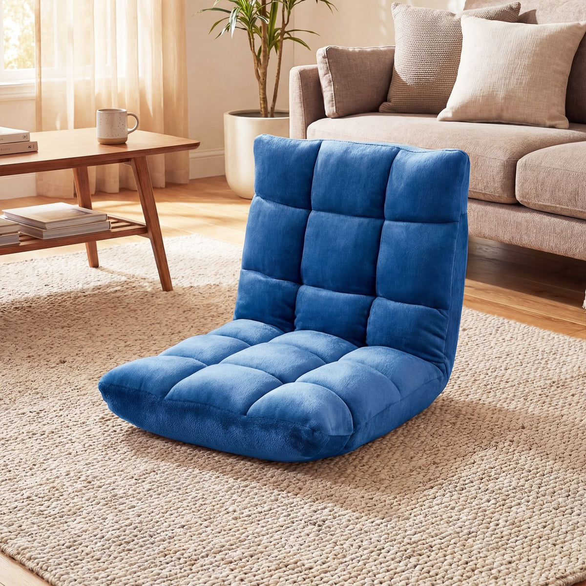 14-Position Adjustable Cushioned Floor Chair-Blue view 2