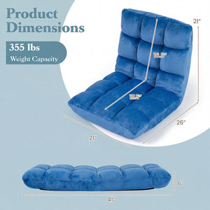 14-Position Adjustable Cushioned Floor Chair-Blue view 3