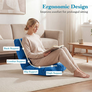 14-Position Adjustable Cushioned Floor Chair-Blue view 6