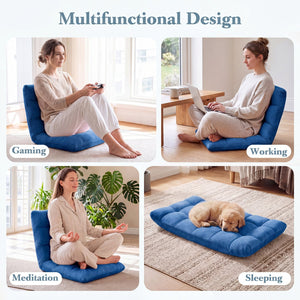 14-Position Adjustable Cushioned Floor Chair-Blue view 8