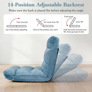 14-Position Adjustable Cushioned Floor Chair-Green view 5