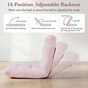 14-Position Adjustable Cushioned Floor Chair-Light Pink view 5