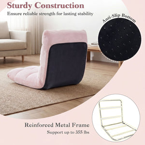 14-Position Adjustable Cushioned Floor Chair-Light Pink view 8
