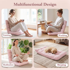 14-Position Adjustable Cushioned Floor Chair-Light Pink view 9