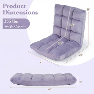 14-Position Adjustable Cushioned Floor Chair-Light Purple view 4