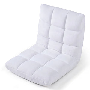 14-Position Adjustable Cushioned Floor Chair-White