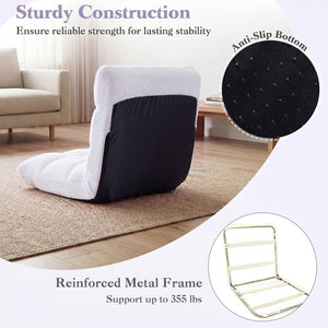 14-Position Adjustable Cushioned Floor Chair-White view 9