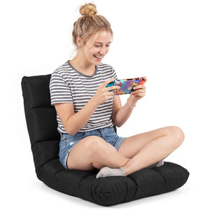 14-Position Adjustable Folding Lazy Gaming Sofa-Black view 3