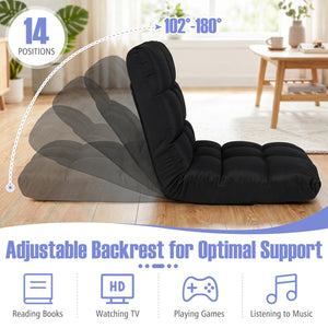 14-Position Adjustable Folding Lazy Gaming Sofa-Black view 7