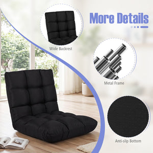 14-Position Adjustable Folding Lazy Gaming Sofa-Black view 9