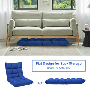 14-Position Adjustable Folding Lazy Gaming Sofa-Blue view 9