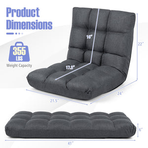 14-Position Adjustable Folding Lazy Gaming Sofa-Gray view 5