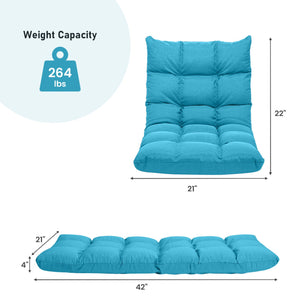 14-Position Adjustable Folding Lazy Gaming Sofa-Light Blue view 5