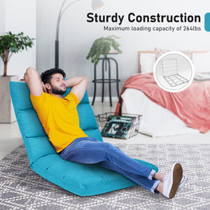 14-Position Adjustable Folding Lazy Gaming Sofa-Light Blue view 6