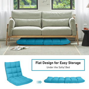 14-Position Adjustable Folding Lazy Gaming Sofa-Light Blue view 9