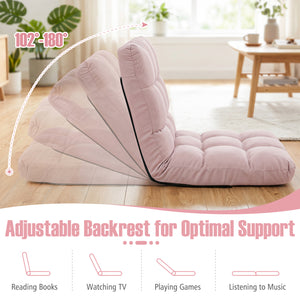 14-Position Adjustable Folding Lazy Gaming Sofa-Light Pink view 8