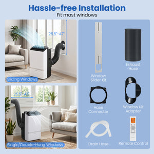 14000 BTU WiFi Enabled Portable Air Conditioner with Dehumidifier and 24H Timer-Black view 7