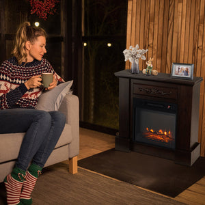 1400W TV Stand Electric Fireplace Mantel with Remote Control-Natural view 3