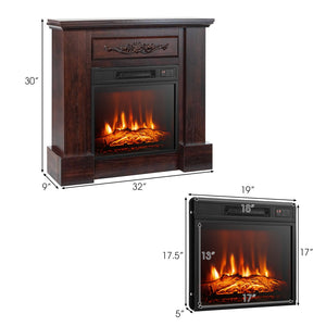 1400W TV Stand Electric Fireplace Mantel with Remote Control-Natural view 4