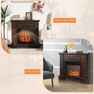 1400W TV Stand Electric Fireplace Mantel with Remote Control-Natural view 8