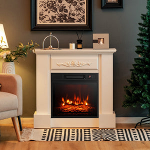 1400W TV Stand Electric Fireplace Mantel with Remote Control-White view 2