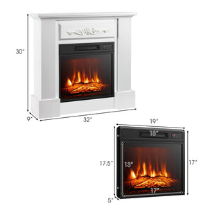 1400W TV Stand Electric Fireplace Mantel with Remote Control-White view 4