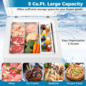 141 L/5 Cu.Ft Compact Chest Freezer with 7-Gear Adjustable Temperature-White view 8