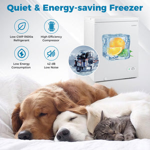 141 L/5 Cu.Ft Compact Chest Freezer with 7-Gear Adjustable Temperature-White view 9