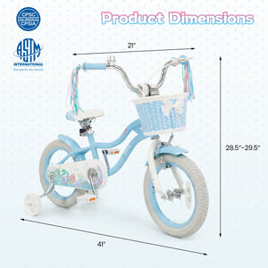 14 Inch Kids Bike Adjustable with Basket and Streamers Blue for Kids Aged 3-5 Years Old - Princess of the Sea Theme view 4