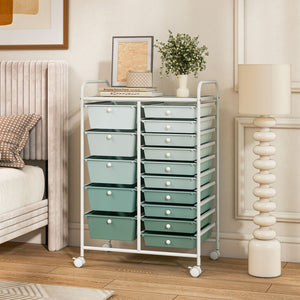 15-Drawer Utility Rolling Cart with Drawers Multi-Use Storage-Lime Green view 2