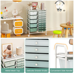 15-Drawer Utility Rolling Cart with Drawers Multi-Use Storage-Lime Green view 9