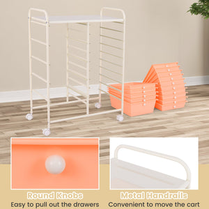 15-Drawer Utility Rolling Organizer Cart Multi-Use Storage-Peach view 8