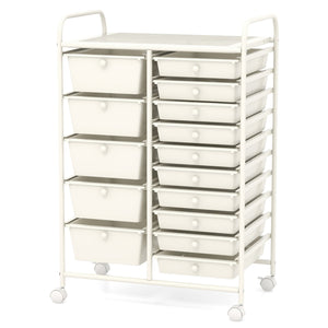15-Drawer Utility Rolling Organizer Cart Multi-Use Storage-White view 4