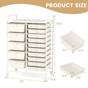 15-Drawer Utility Rolling Organizer Cart Multi-Use Storage-White view 5