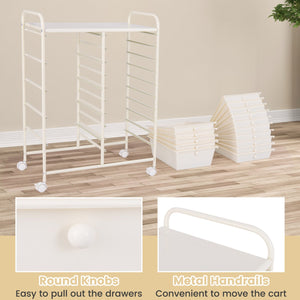 15-Drawer Utility Rolling Organizer Cart Multi-Use Storage-White view 9