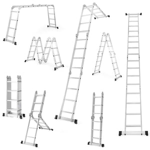 15 Feet Folding Aluminum Ladder with Safe Locking Hinge view 4