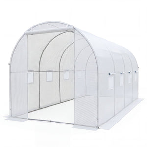 15 x 7 x 7 ft Walk-in Tunnel Greenhouse for Outdoors-White