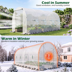15 x 7 x 7 ft Walk-in Tunnel Greenhouse for Outdoors-White view 7