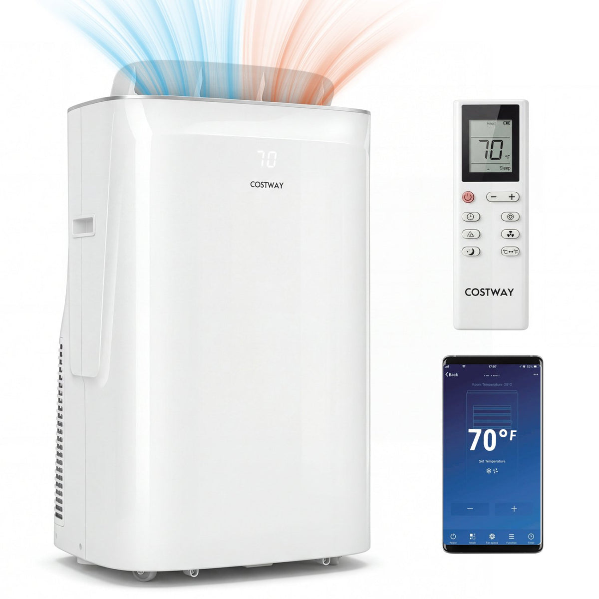 15000 BTU Inverter Portable Air Conditioner Smart Wifi Enabled Cooling and Heating Unit-White view 2