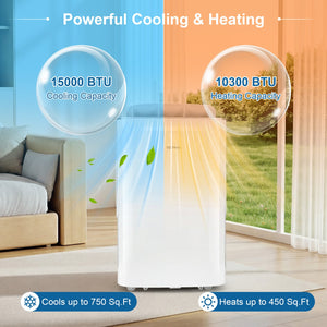 15000 BTU Inverter Portable Air Conditioner Smart Wifi Enabled Cooling and Heating Unit-White view 7