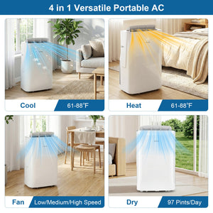 15000 BTU Inverter Portable Air Conditioner Smart Wifi Enabled Cooling and Heating Unit-White view 8